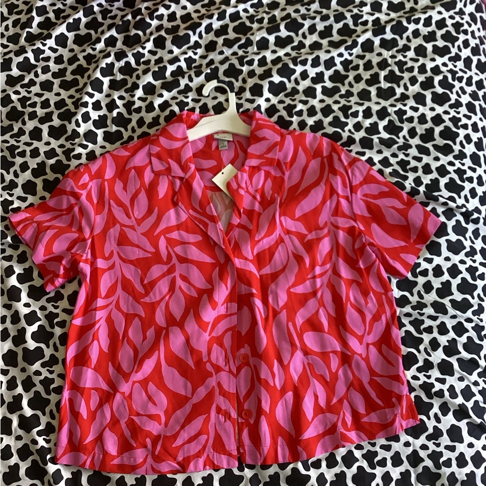 Vibrant Red and Pink Women's Top